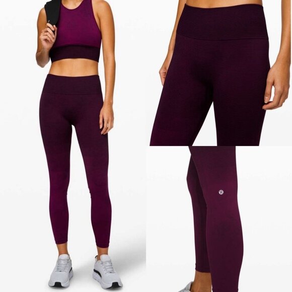 Lululemon Ebb to Train Tights High Rise Burgundy Size 6 Yoga Leggings Running - Picture 2 of 9